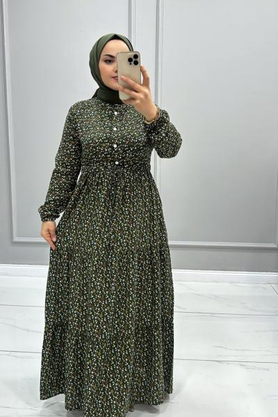 Elbise Viskon Buçe Yeşil