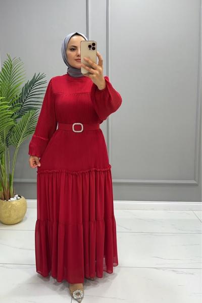 Elbise şifon Mercan Kırmızı
