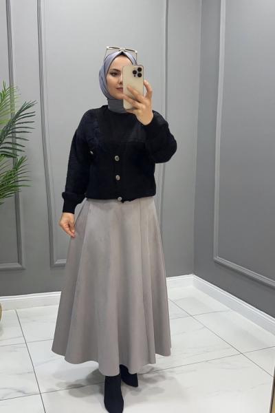 Etek Süet Elif Gri