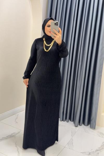 Elbise Kadife Suzan Siyah