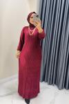 Elbise Kadife Suzan Bordo