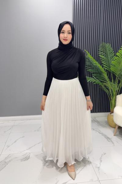 etek şifon Yaren Beyaz