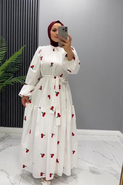 Elbise Kiraz Beyaz