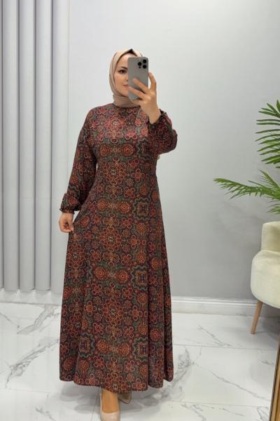 Elbise  Viskon  Nigar Kahverengi