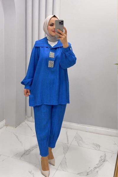 Takım ikili Güneş Saks Mavisi