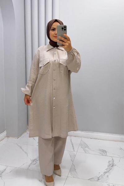 TAKIM PANTOLONLU MEYRA TAKIM Krem