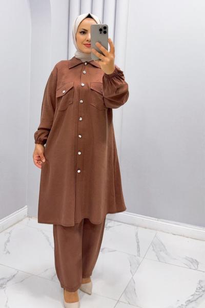 TAKIM PANTOLONLU MEYRA TAKIM Kahverengi