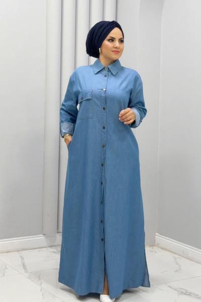 Elbise Gömlek  Feriha Gök Mavi