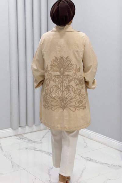 Kap Paraşüt sırtı nakışlı ferda Bej