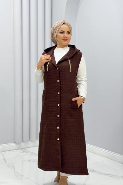 Yelek Kapitone Ceyda Kahverengi