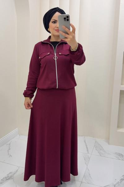 Takım etekli Elif Bordo