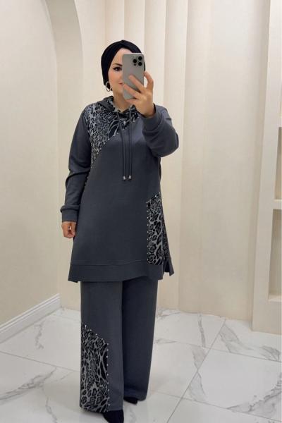 Takım ikili Leopar Gri