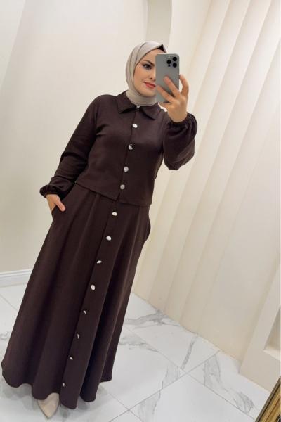 Takım etekli Reyhan  Kahverengi