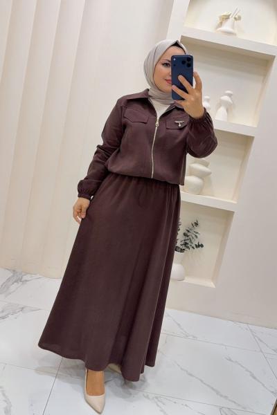 takım etekli Senem Kahverengi