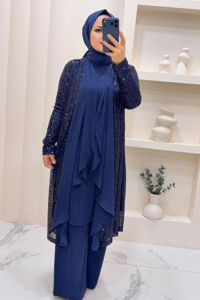 3lü Abiye Asude Lacivert