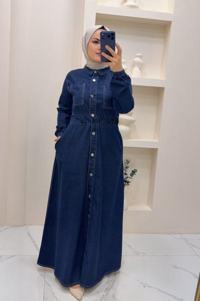 Elbise Kot Gamze Lacivert