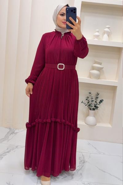 Elbise Şifon Sevgi  Bordo