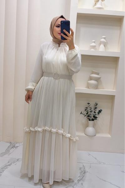 Elbise Şifon Sevgi  Ekru