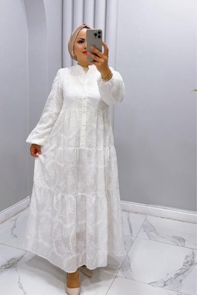 Elbise Dantel İdil Beyaz