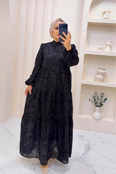 Elbise Dantel İdil Siyah