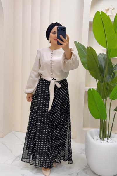 Etek Puanlı Jülide Siyah Puanlı