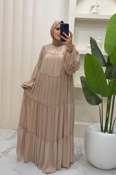 elbise Yoran kumaş Vizon