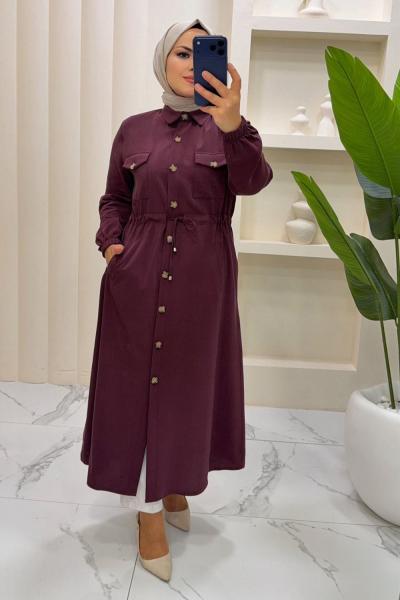 Kap Düğmeli Şirin Bordo