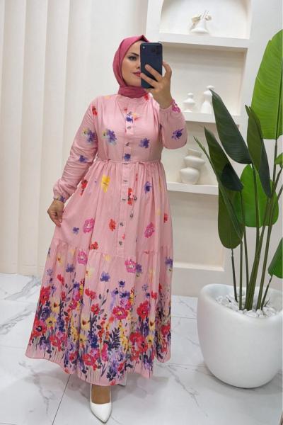 Elbise Modal Cansu Pembe