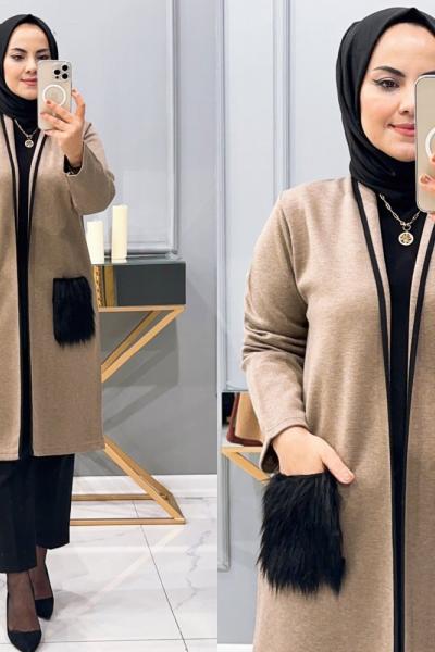 Hırka Minel kısa Vizon