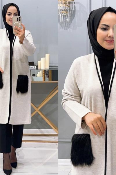 Hırka  Minel kısa Krem