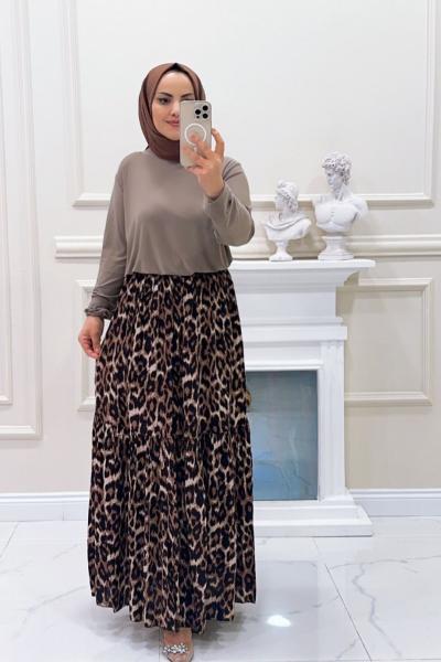 Etek Şifon Ayça Leopar