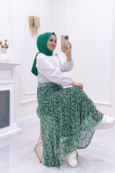 Etek Papatya Şifon Yeşil