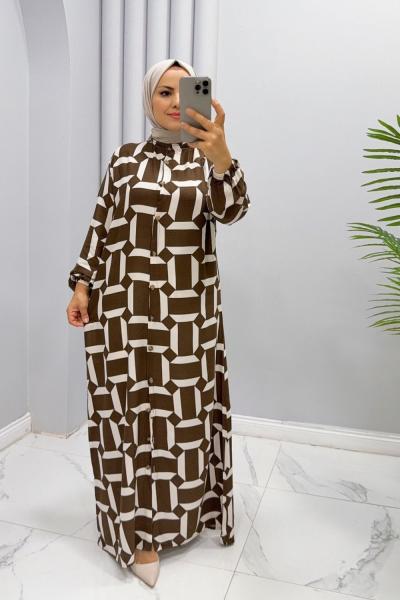 Elbise Alev Kahverengi