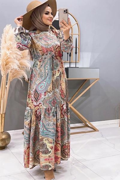 Elbise Etnik selvi Çok Renkli