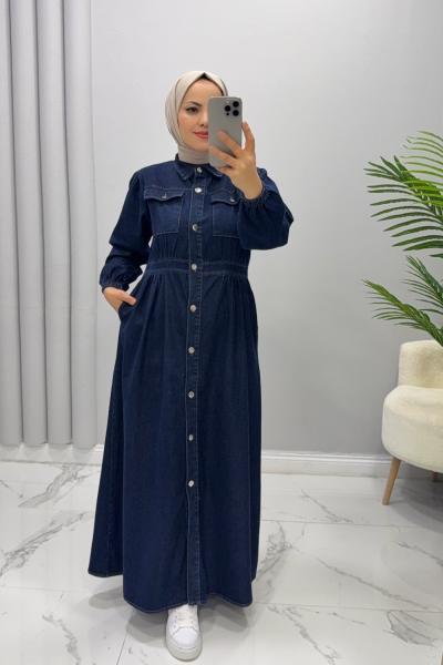 Elbise Kot Nilda Lacivert