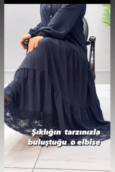 Elbise Krep maide Siyah