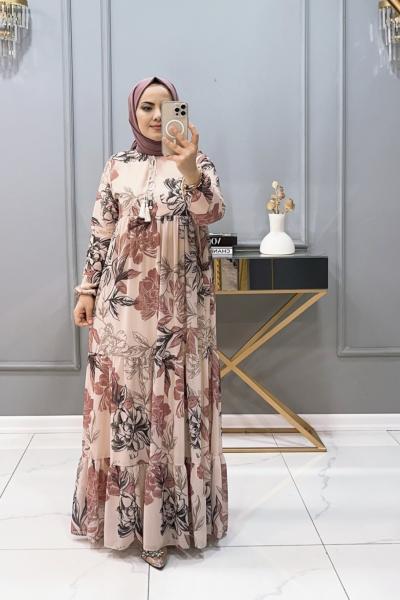 ELBİSE ŞİFON MANOLYA Krem