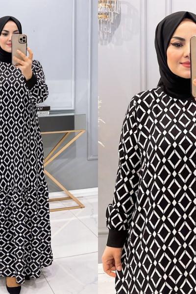 Elbise Şeyma Siyah Beyaz