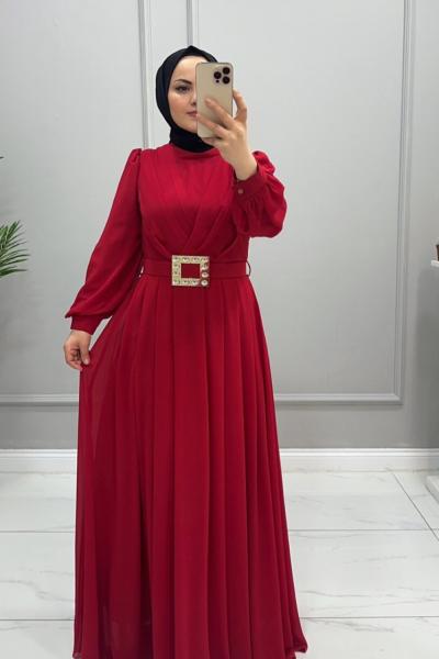 Elbise Şifon Ayliz Kırmızı