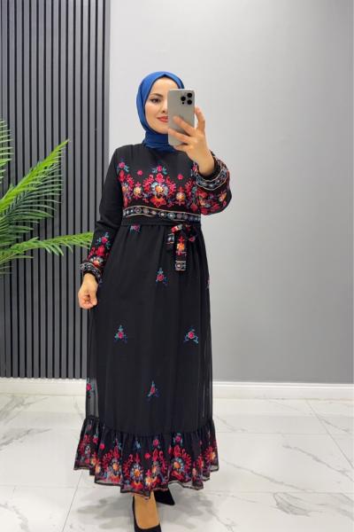 Elbise şifon Nazar Siyah