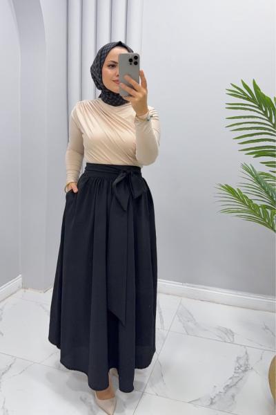 Etek pileli Zelal Siyah