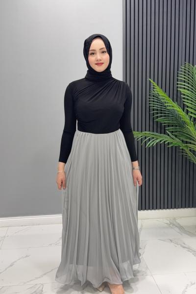 etek şifon Yaren Gri