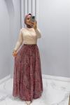 Etek Şifon Yaren Bordo