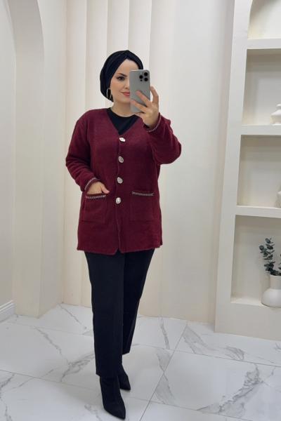 Triko hırka zülal Bordo