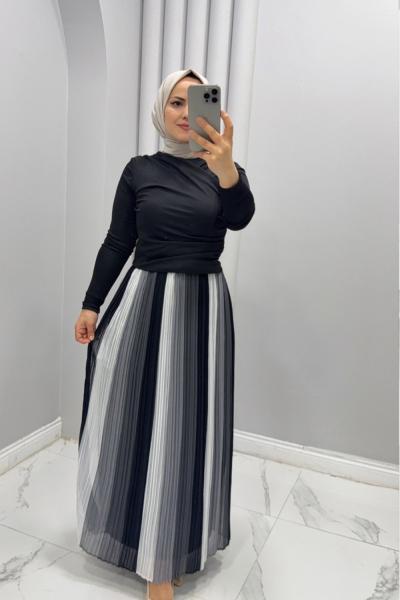 Takım Etekli Gökkuşağı Siyah