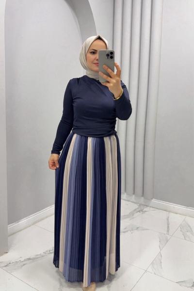 Takım Etekli Gökkuşağı Lacivert