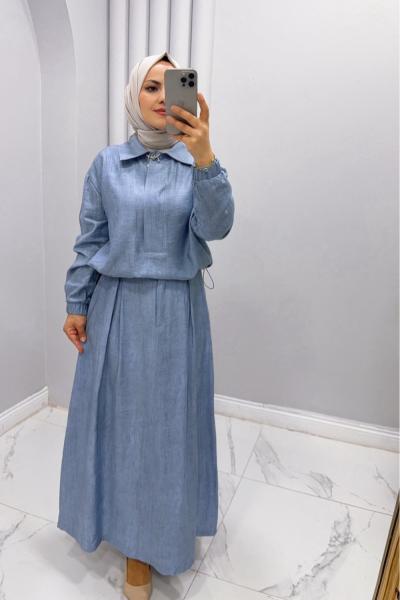Takım Etekli Rabia Bebe Mavisi