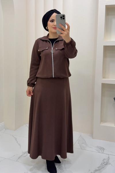 Takım Etekli Elif Kahverengi