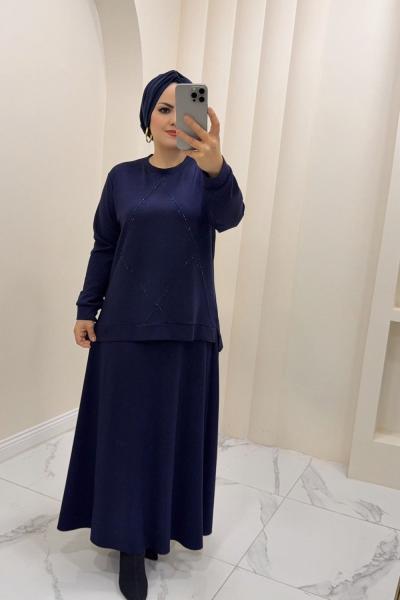 Takım Etekli Gülay Lacivert