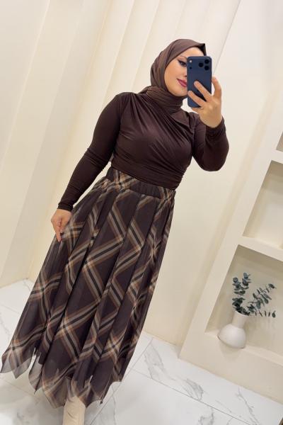 Etek Şifon Afet Acı Kahve